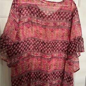 Style & Co. Coral and Burgundy Tunic Top